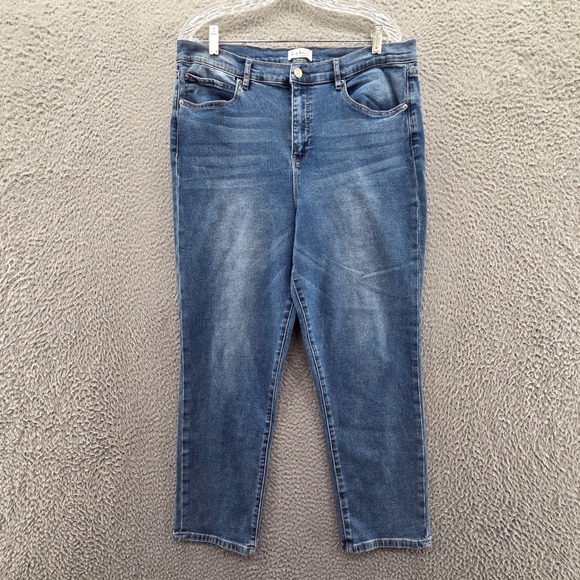 Nicole Miller Womens Soho High Rise Skinny Crop Jean 16 Blue Medium Wash Stretch - Picture 1 of 15